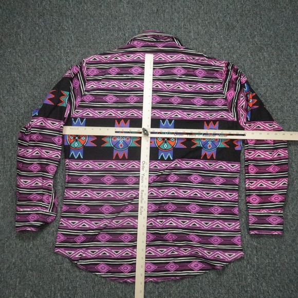 VINTAGE Wrangler Shirt Men XL 17 Purple Pink Aztec Southwestern Western USA - Picture 5 of 8